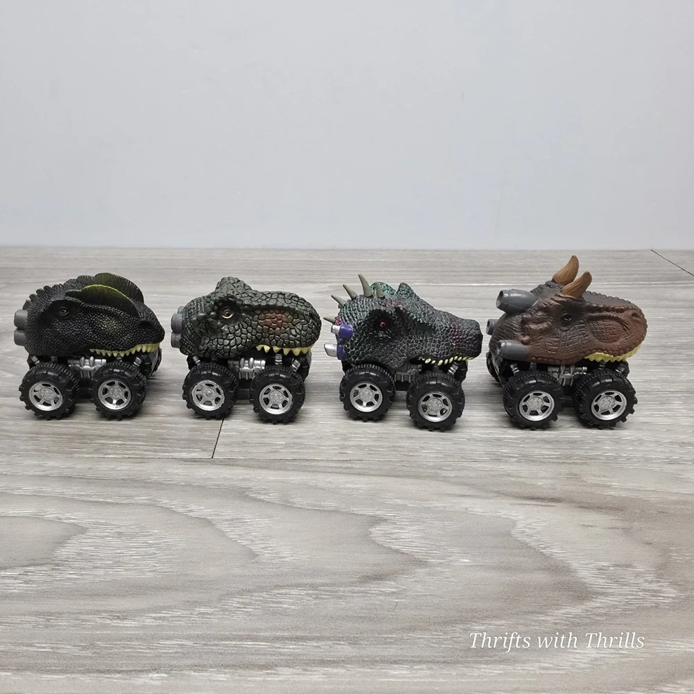 Dinosaur‎ Monster Trucks Pull Back Trucks -  Lot Of 4 - Tested